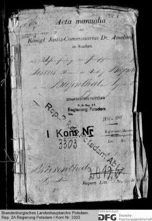 Wahrnehmung der Gerechtsame des Fiskus namens des Amtes Biesenthal in der Biesenthaler Separationssache