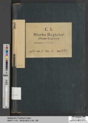 Sterberegister Stadt Frankfurt (Oder) 1931, Urkunde 1-424