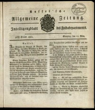 36tes Stueck, Sonntag, den 25. Maerz 1810