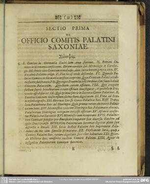 Sectio Prima De Officio Comitis Palatini Saxoniae