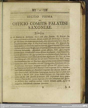Sectio Prima De Officio Comitis Palatini Saxoniae