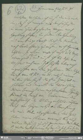 Eigenh. Brief von Johann Carl Fürchtegott Schlegel an August Wilhelm von Schlegel, Hannover, 20.07.1791