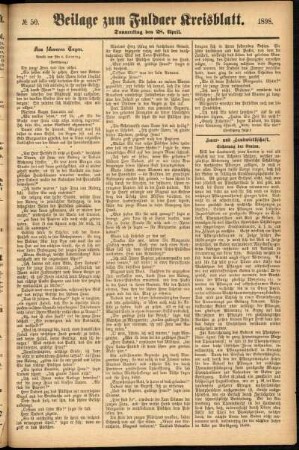 Zweite Ausgabe vom Donnerstag, den 28. April 1898.