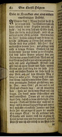 Gebet in Kranckheit oder einer andern empfindlichen Trübsal.