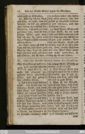 II. Von der Gnade Gottes gegen die Menschen.
