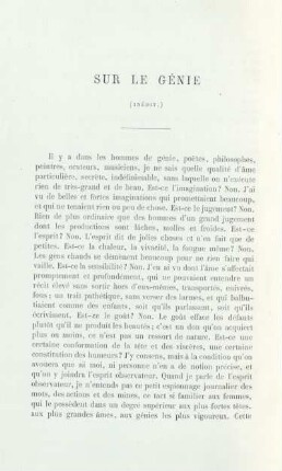 Sur le Génie