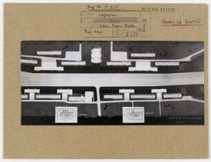 Wettbewerb II. Bauabschnitt der Karl-Marx-Allee: Lageplan. Berlin, Mitte/Friedrichshain, Stalinallee (vor 1949 Frankfurter Allee, seit 1961 Karl-Marx-Allee)/Strausberger Platz/Alexanderplatz/Schillingstraße