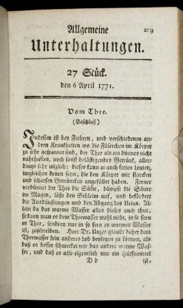 27 Stück. den 6 April 1771.