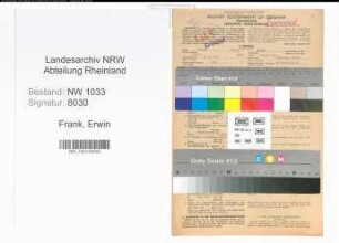Entnazifizierung Erwin Frank , geb. 08.02.1922 (Werkzeugmacher)