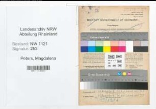 Entnazifizierung Magdalena Peters , geb. 02.02.1908 (Aerztin)