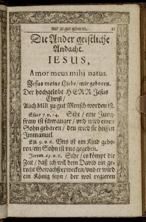 Die Ander geistliche Andacht. Jesus, Amor meus mihi natus.