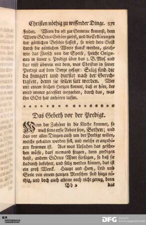 Das Gebeth vor der Predigt