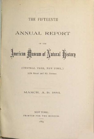 Annual report : for the year .... 15. 1884