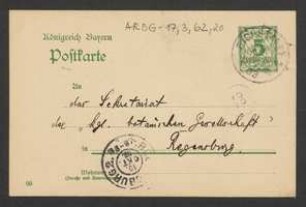 Brief von Joseph Schwertschlager an Regensburgische Botanische Gesellschaft