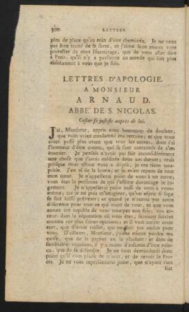 Lettres D'Apologie