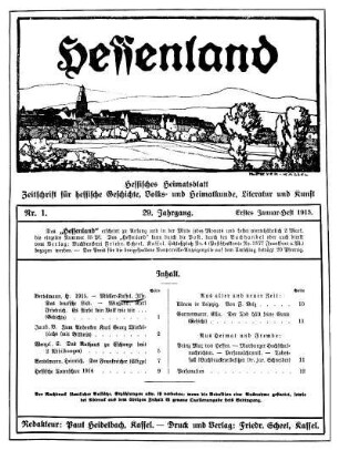 29.1915: Hessenland : hessisches Heimatblatt ; Zeitschrift für hessische Geschichte. Volks- und Heimatkunde, Literatur und Kunst