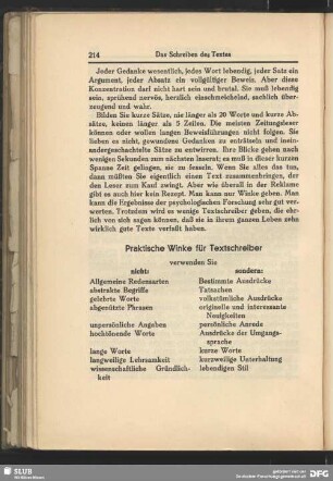 Praktische Winke für Textschreiber