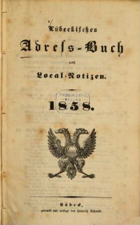 Lübeckisches Adressbuch. 1858, 1858