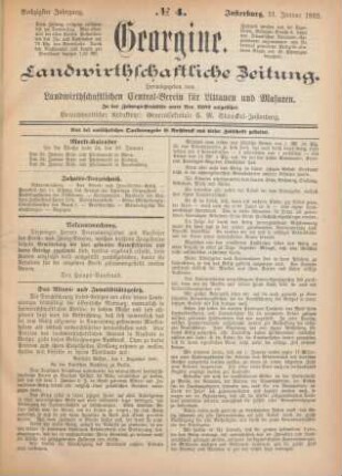 Sechzigster Jahrgang. No. 4. Insterburg, 21. Januar 1892.