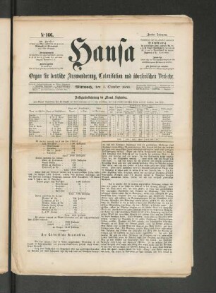 No. 166. Mittwoch, den 5. October 1853.