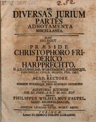 Ad diversas iurium partes adnotamenta miscellanea