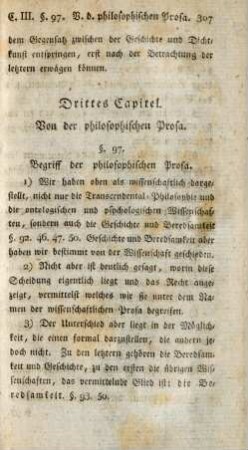 Drittes Capitel. Von der philosophischen Prosa