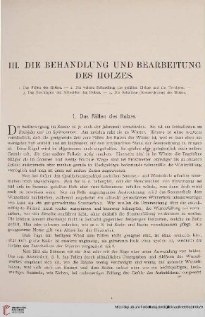III. Die Behandlung und Bearbeitung des Holzes