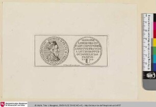 [Medaillenporträt mit einem König und Medaille mit Inschrift]