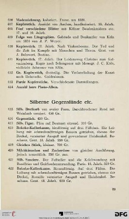 Silberne Gegenstände etc. (Nr. 415-480)