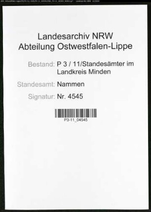 Sterberegister Standesamt Nammen