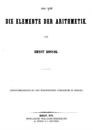 Die Elemente der Arithmetik