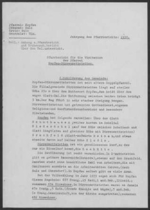 Hopfau-Dürrenmettstetten: Pfarrbericht 1938