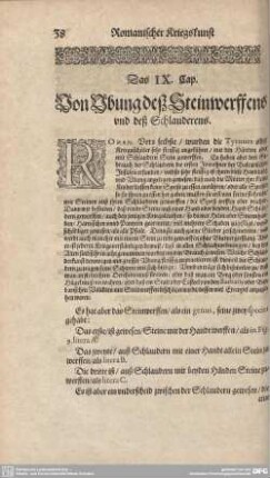 Das IX. Cap. Von Ubung deß Steinwerffens und deß Schlauderens.