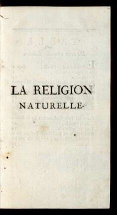 La Religion Naturelle [Vortitelblatt]