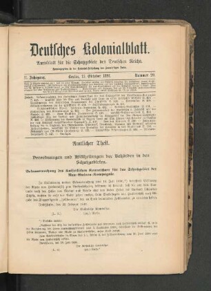 15. Oktober 1891. Nummer 20.
