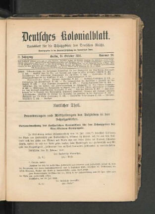 15. Oktober 1891. Nummer 20.