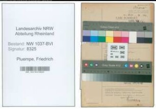 Entnazifizierung Friedrich Pluempe , geb. 25.01.1898 (Postangestellter)
