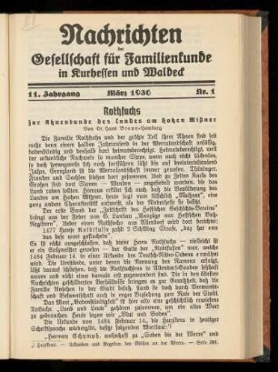 11. Jahrgang, Nr. 1, März 1936