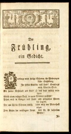 Der Frühling, ein Gedicht