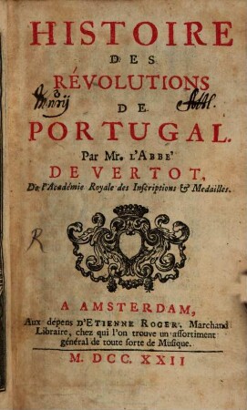 Histoire des révolutions de Portugal