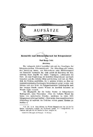 Kausalität und Erkenntnisgrund bei Schopenhauer