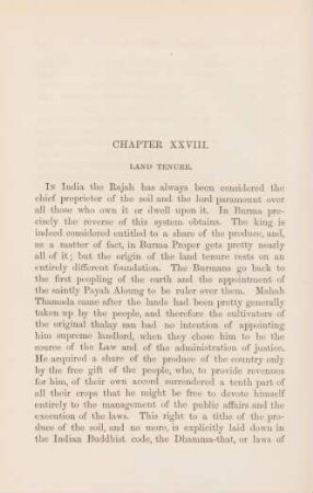 Chapter XXVIII. Land tenure