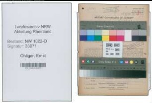 Entnazifizierung Ernst Ohliger , geb. 05.01.1912 (Verwaltungsangestellter)