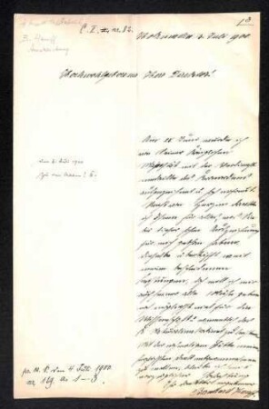 Handschreiben von Bernhard Hauff