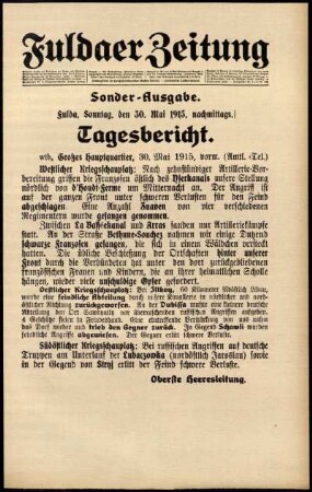 Ausgabe vom Sonntag, den 30. Mai 1915.