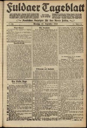 Ausgabe vom Montag, den 27. Dezember 1920.