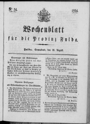 Nr. 34, Ausgabe vom 26. August 1854