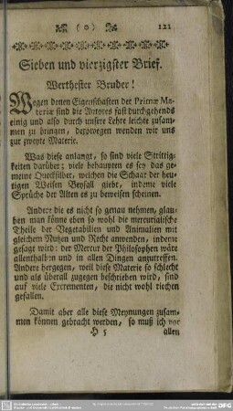 Sieben und vierzigster Brief