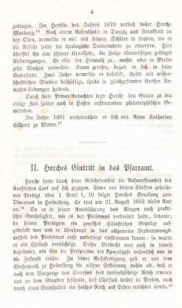 II. Horches Eintritt in das Pfarramt.