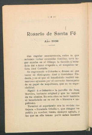 Rosario de Santa Fé : Año 1808